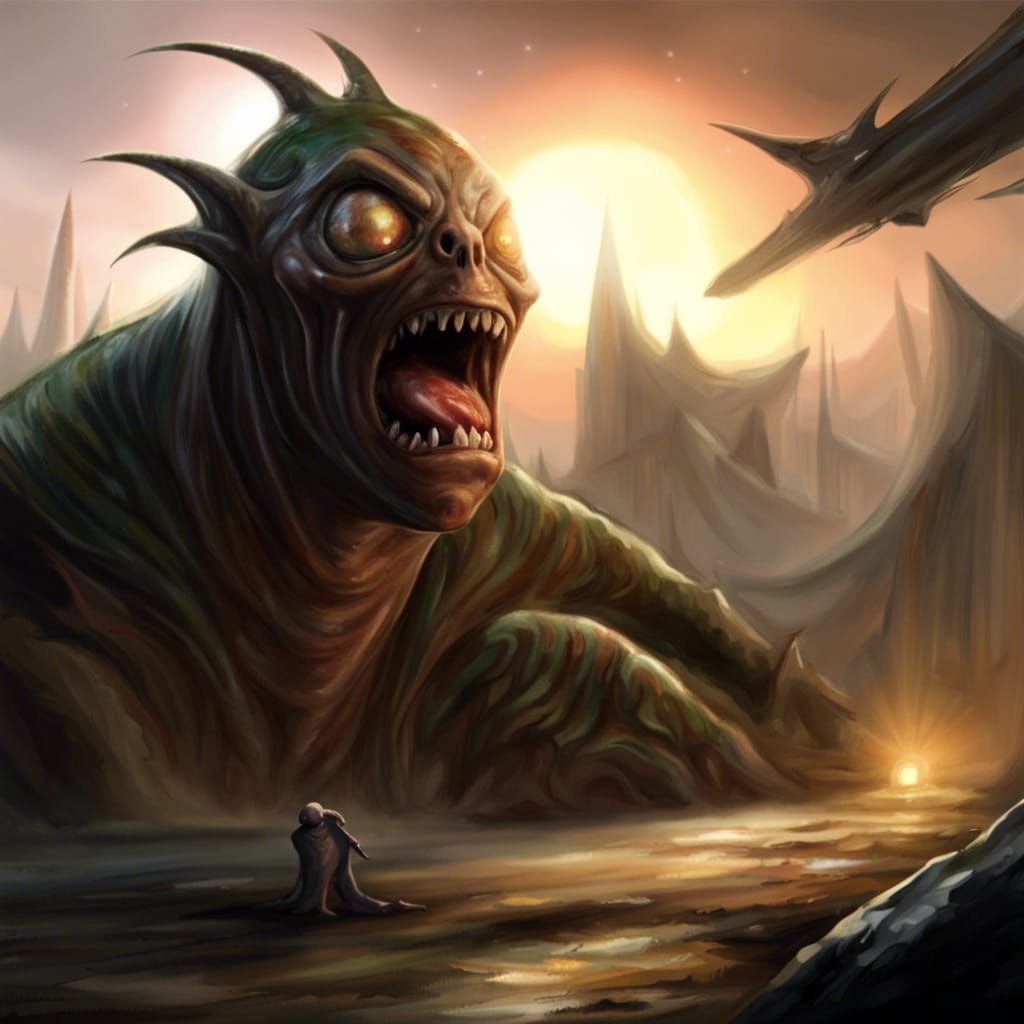 VILE, UGLY, GROTESQUE, BIG, BAD. double mouthed, alien, Monster