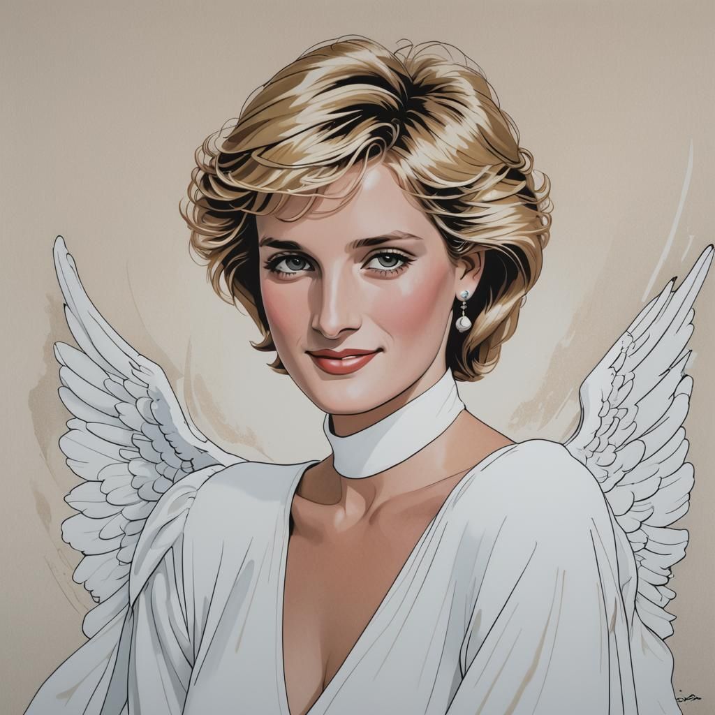 Princess Diana as Angel in Nagel Style