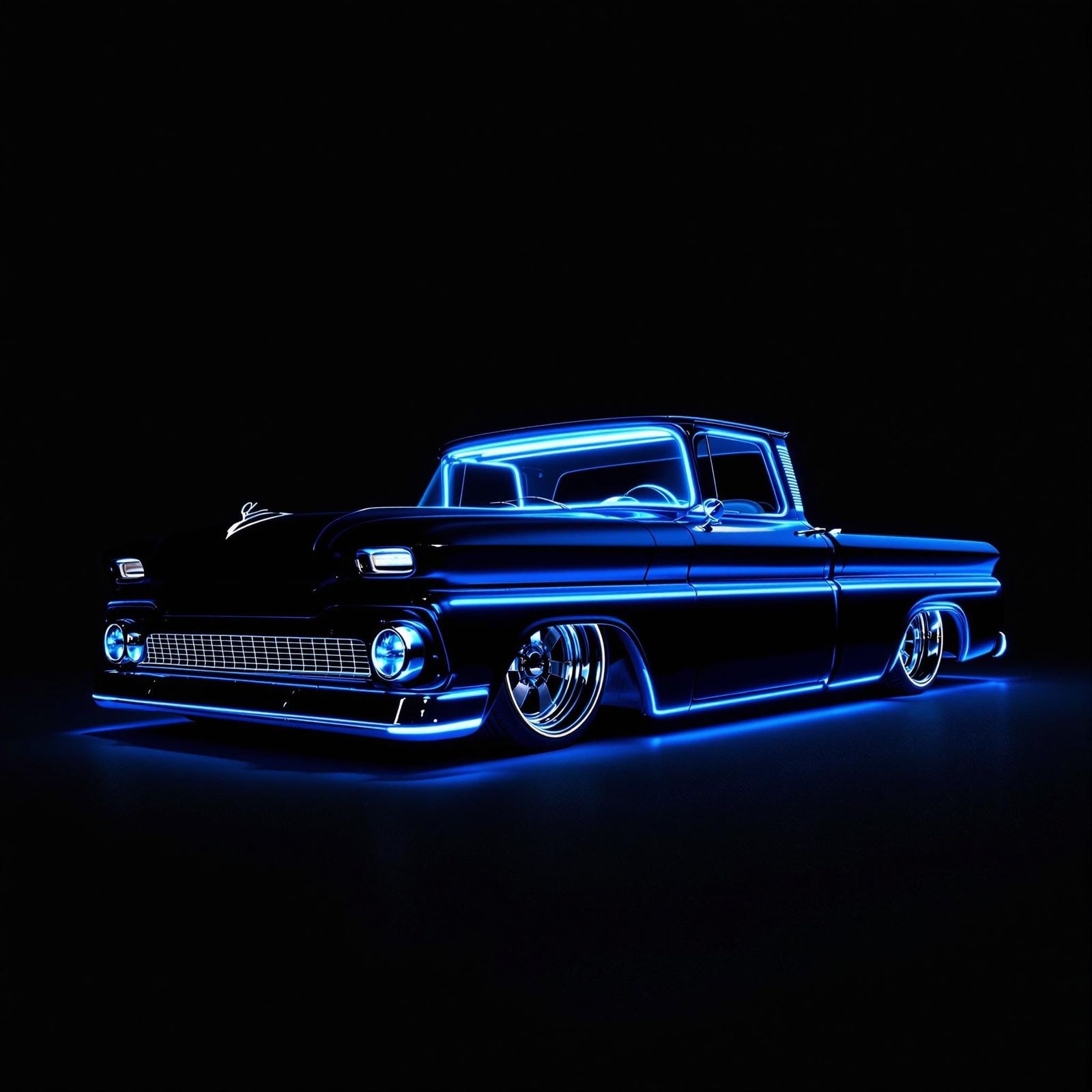 Electric Dreams Black '63 Chevy Shortbed Pickup Lowrider
