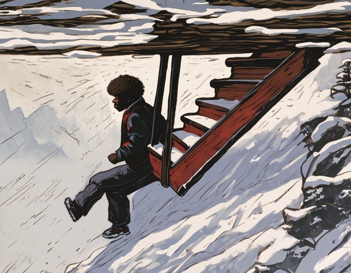 Snow-Capped Mountain Chase: A Bear's Pursuit in the Wilderne...