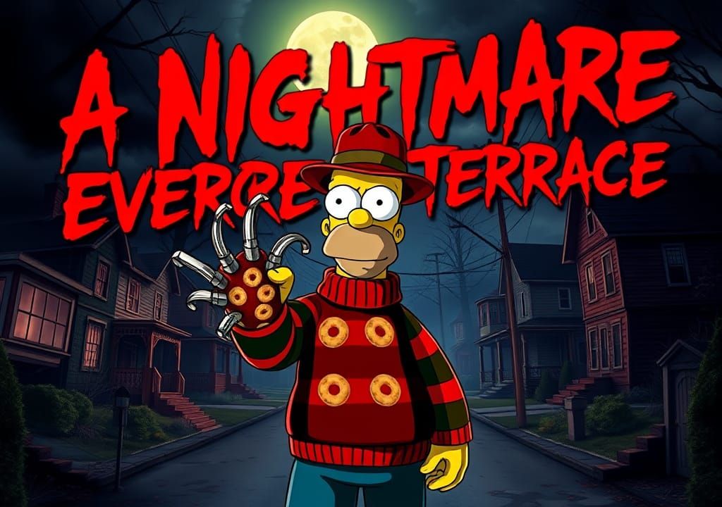 Homer Simpson as Freddy Krueger