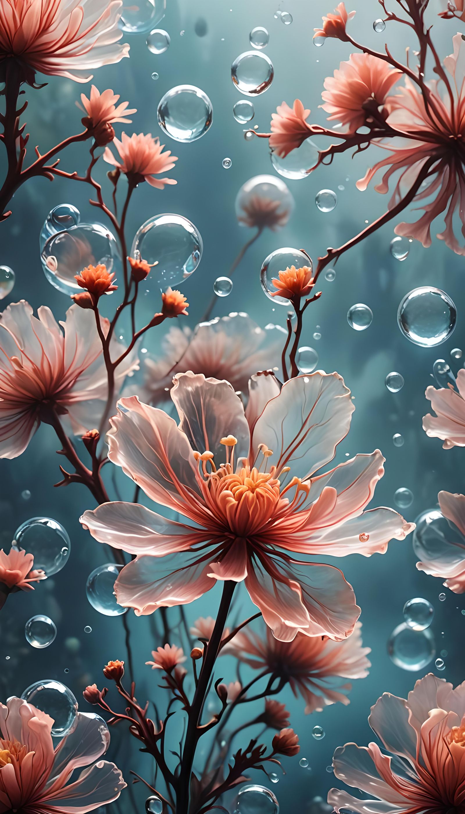 Transparent Water Flower Silhouette in Macro Detail