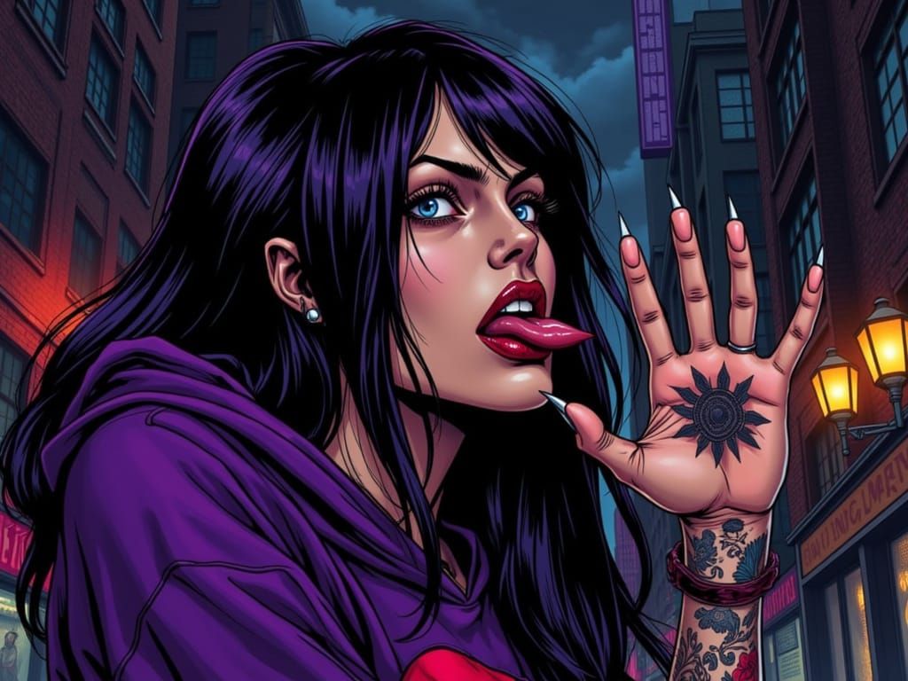 Goth Punk Woman in Graphic Novel Style