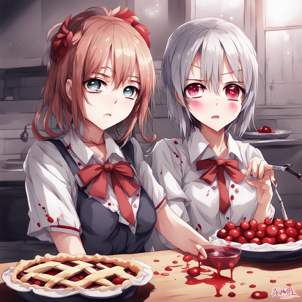 Anime Inspired Character with Bloody, Expressive Eyes