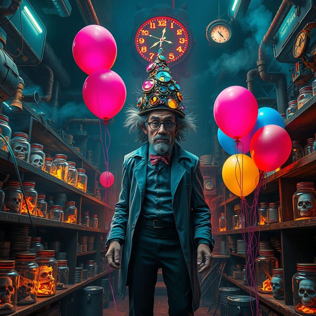 Steampunk Mad Scientist Celebrates New Year's Eve