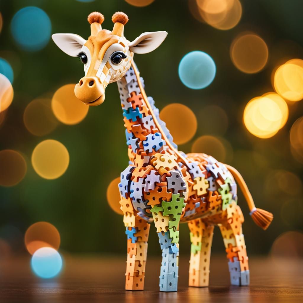 A Beautifully Crafted Giraffe Puzzle in Intricate 3D Details