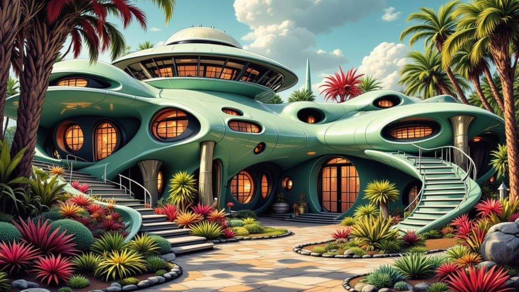 Retro-Futuristic Jungle Home in Googie Style