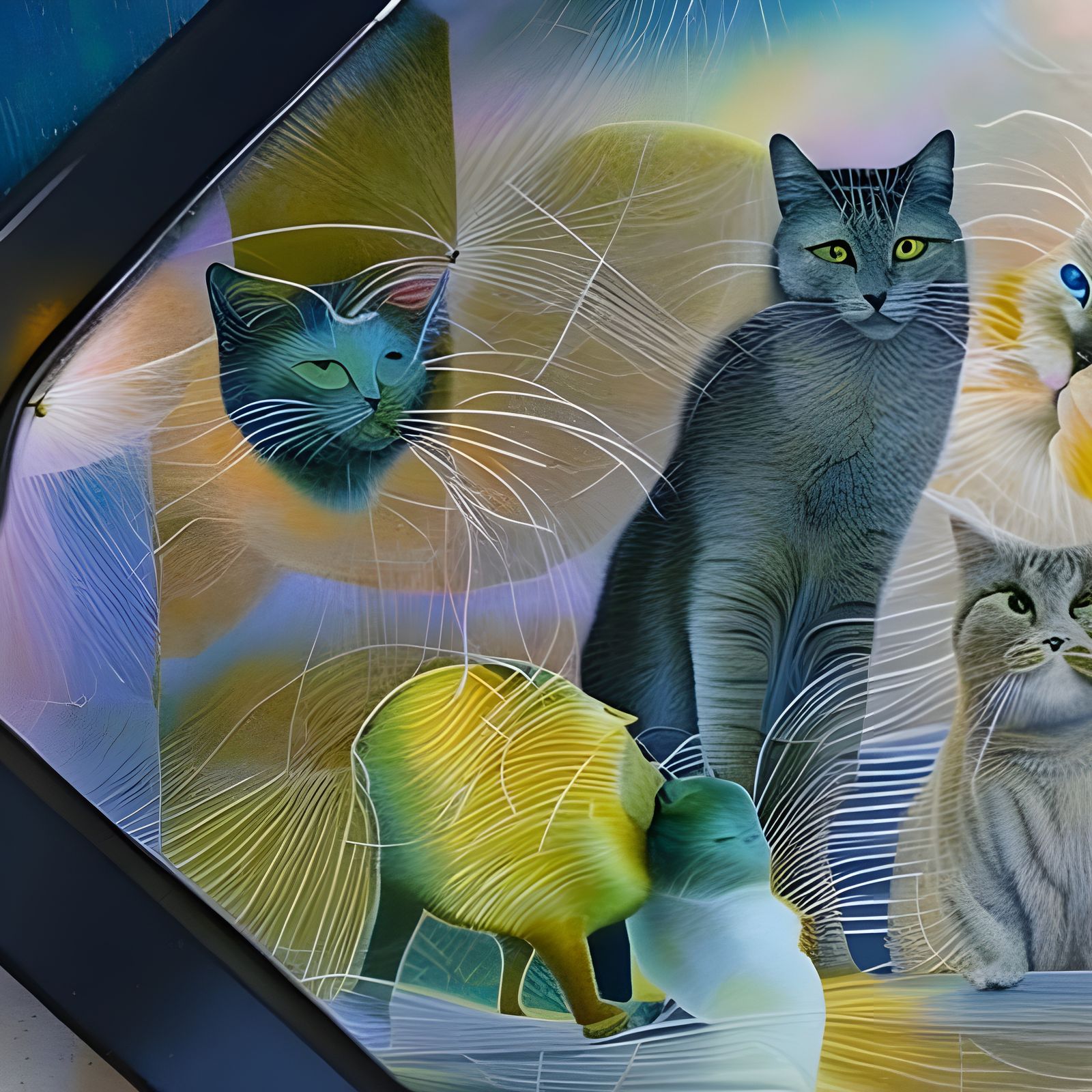 Cats on Antique Furniture in Surreal Style