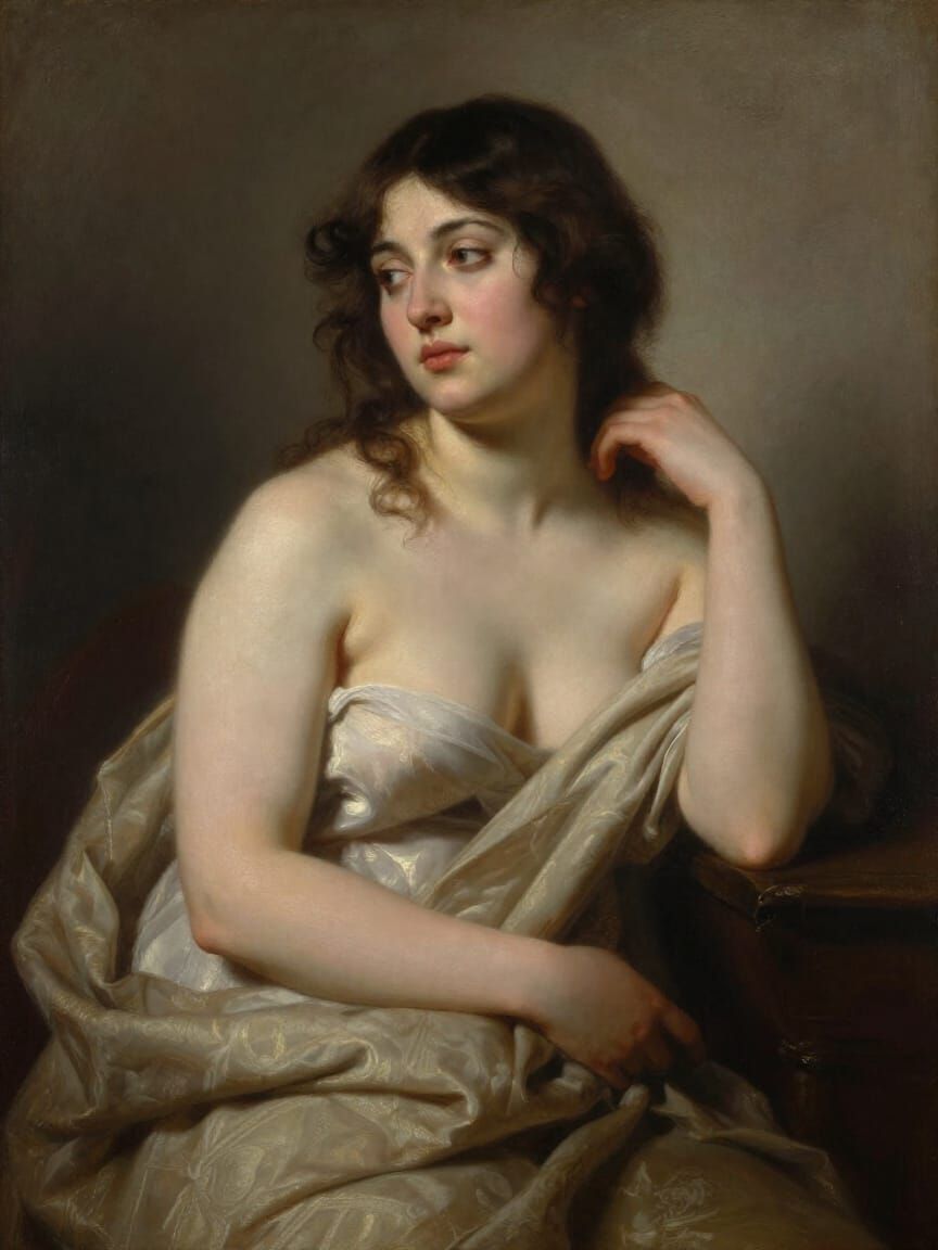 Victorian Academic Painting of a Contemplative Woman