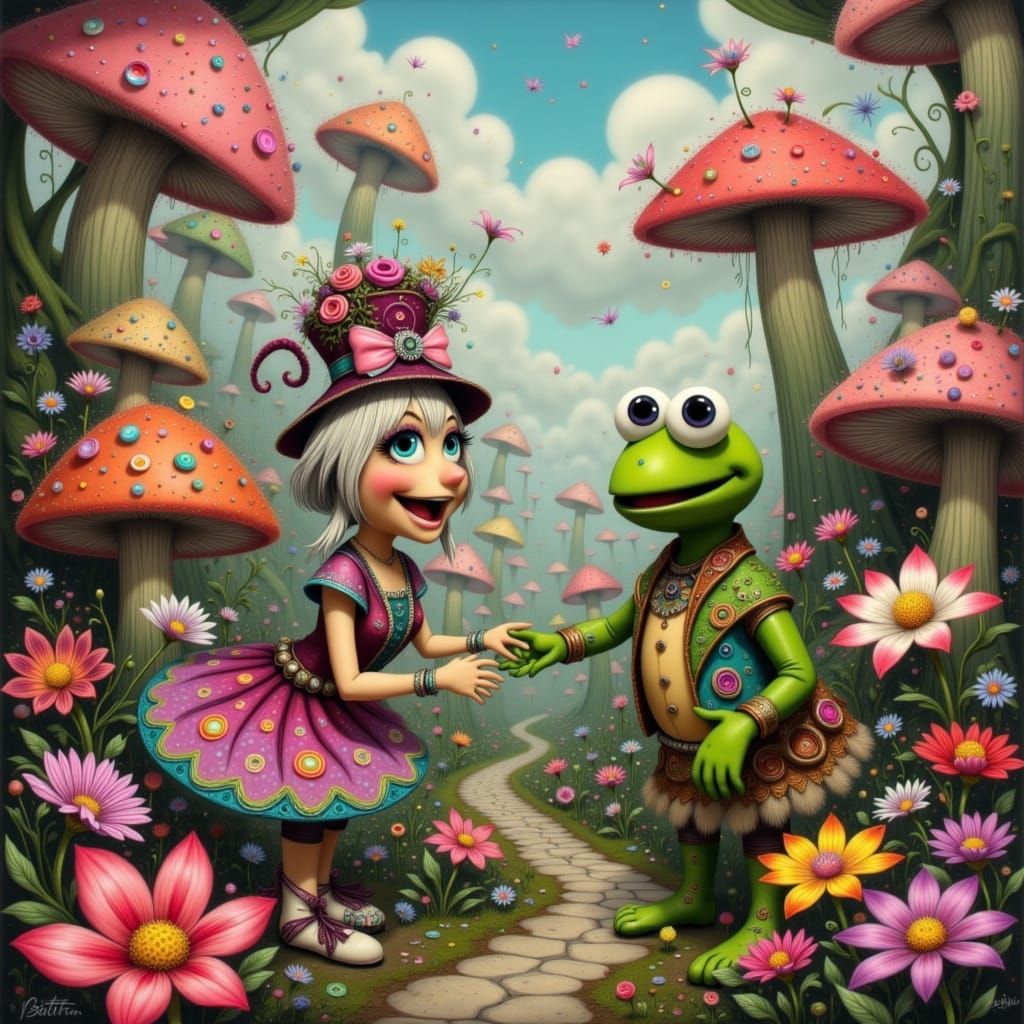 Kermit and Miss Piggy in Whimsical Wonderland