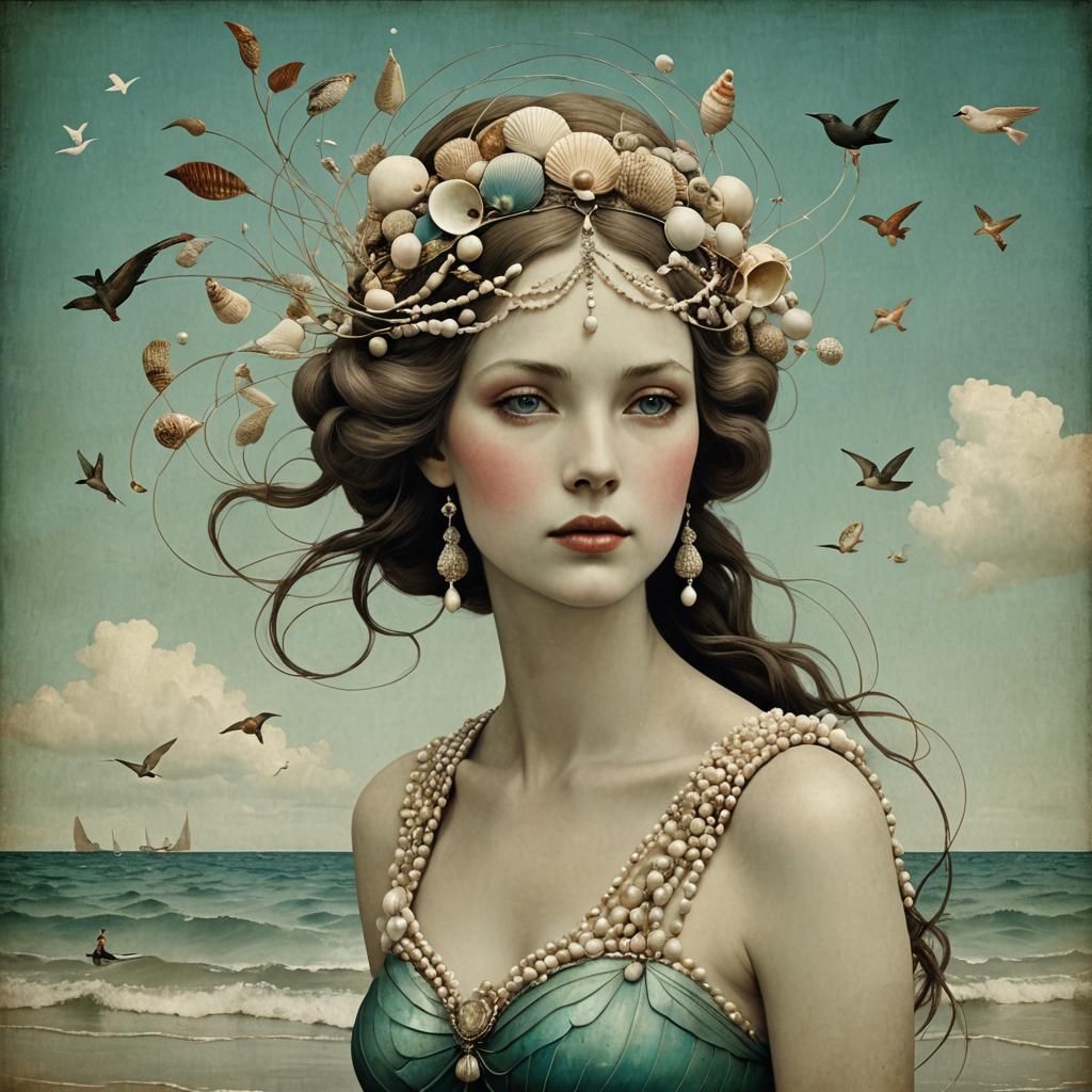 Mermaid Goddess with Oceanic Crown