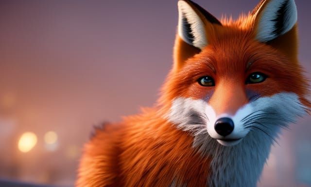 Adorable Fox in 3D Game Cinematic Style