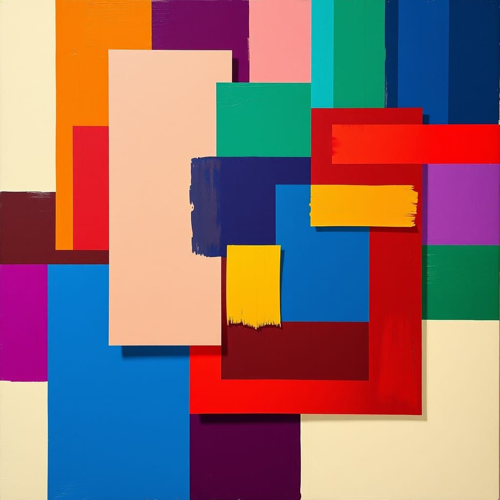 Vibrant Geometric Abstraction in Cubistic Style