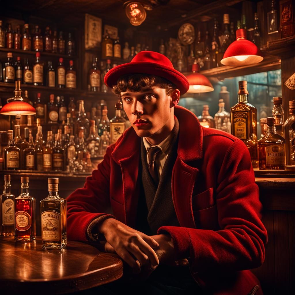 Retro-Futuristic Portrait of a Boy at 1950s Bar