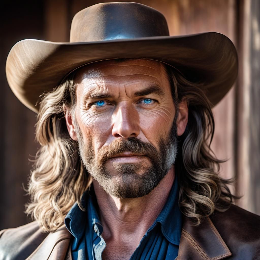 Wild West Sheriff Portrait with Cowboy Hat