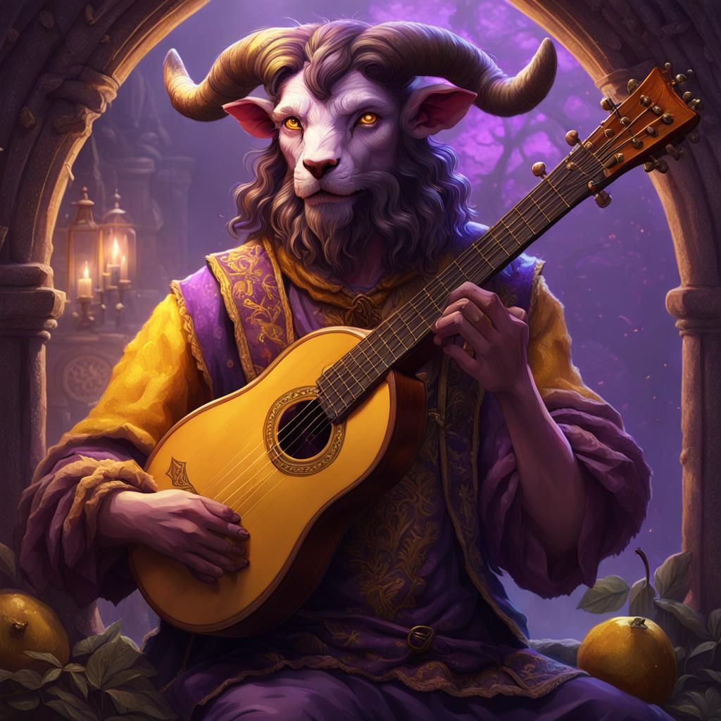 Satyr Bard Portrait in Dark Fantasy Style