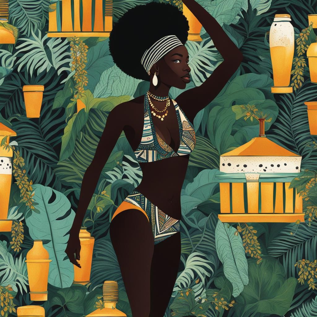 African Black Beauty in Bikini