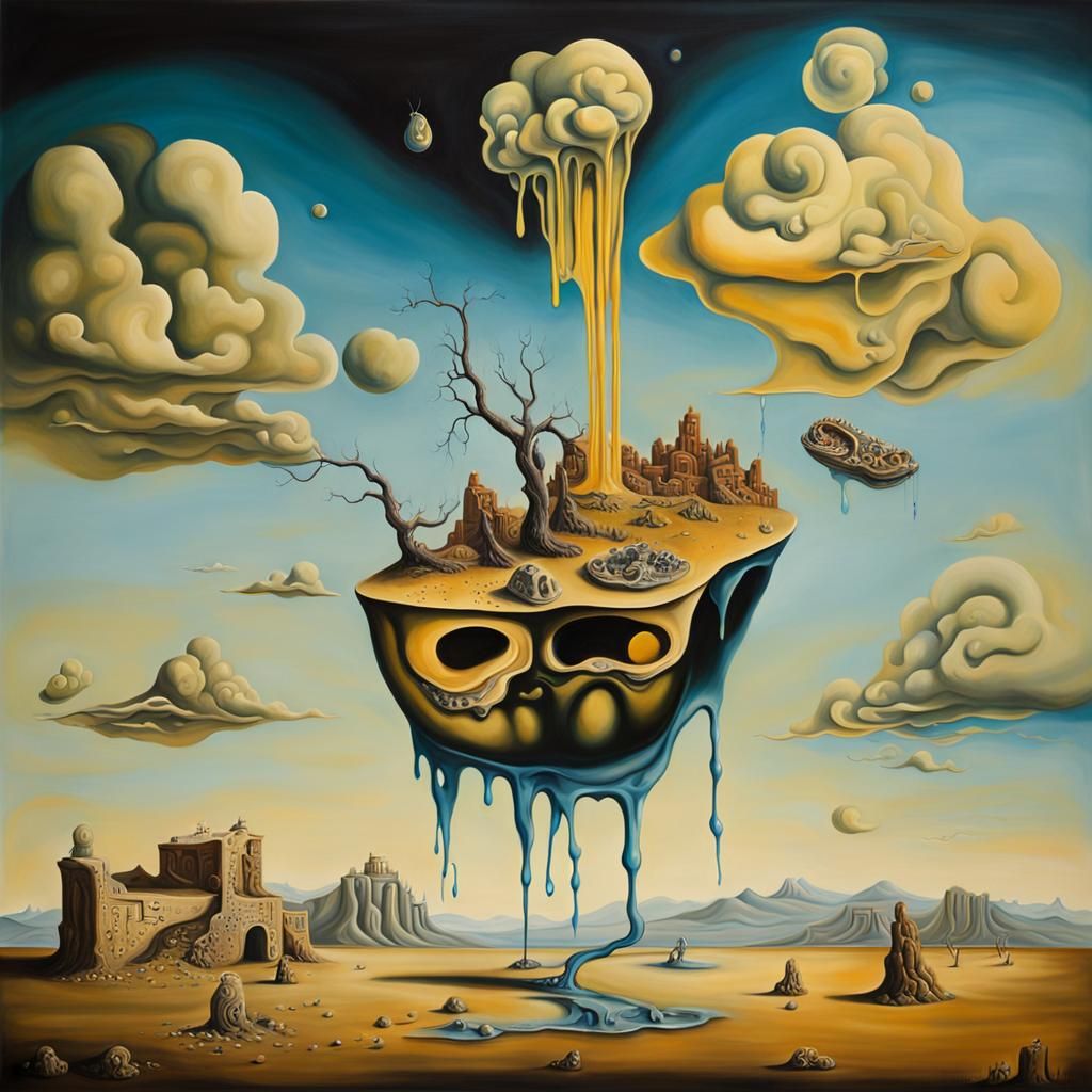 Surreal Melting Objects in Dali Style