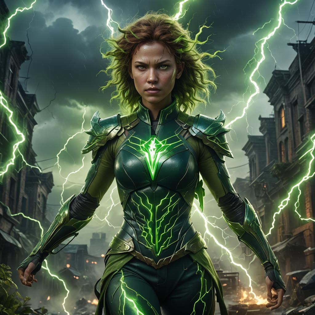 Woman of Green Lightning: Fantasy Concept Art
