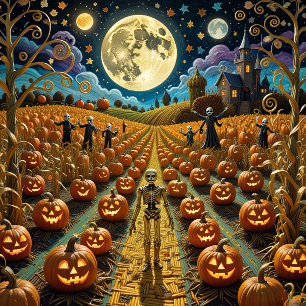 Art Nouveau Haunted Corn Maze at Night