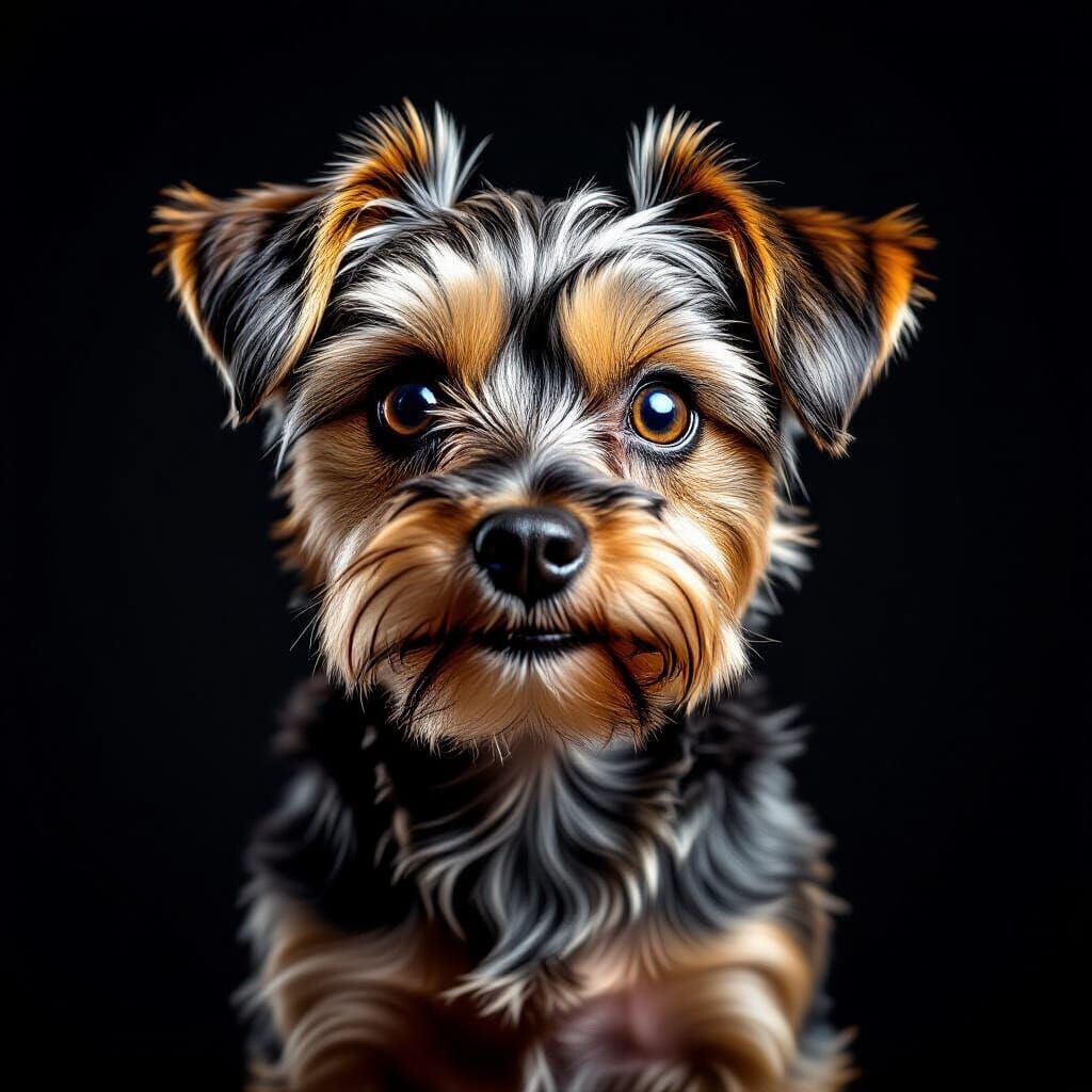 Energetic Terrier Dog Portrait with Dramatic Lighting