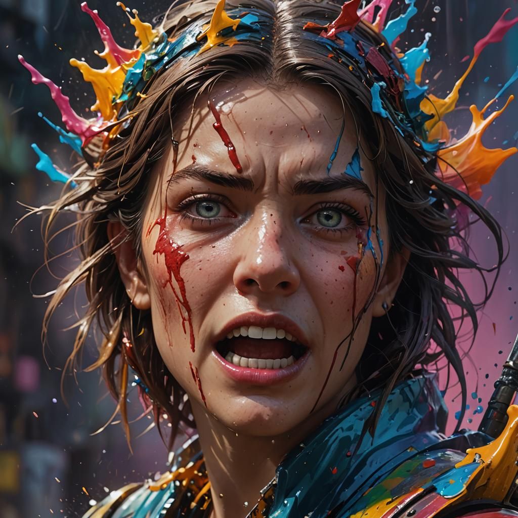 Hyperrealistic Scary Face with Dramatic Lighting