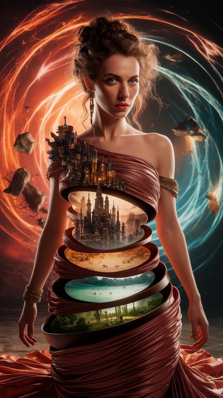 Gypsy Woman in Steampunk Diorama Gown