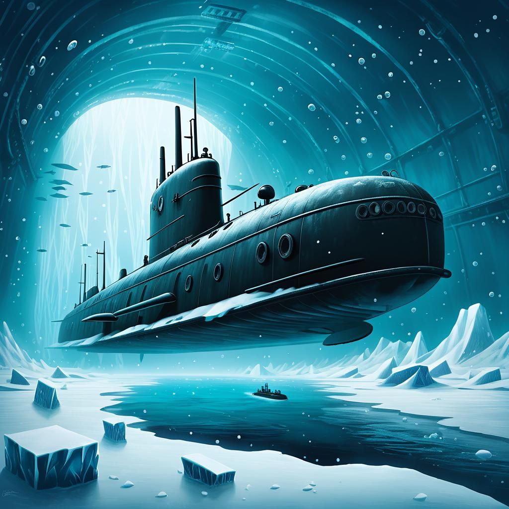 Submarine Navigates Frozen Depths