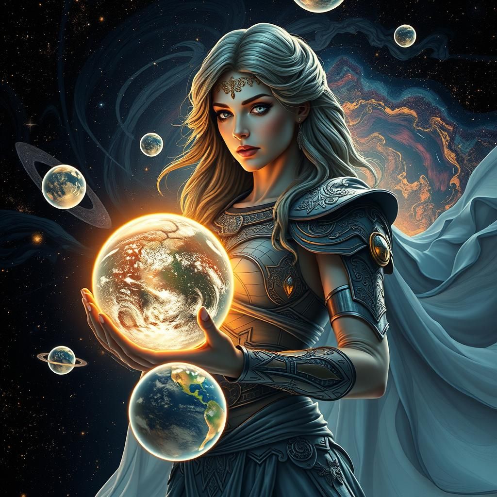 Galactic Guardian: A Surreal Space Goddess
