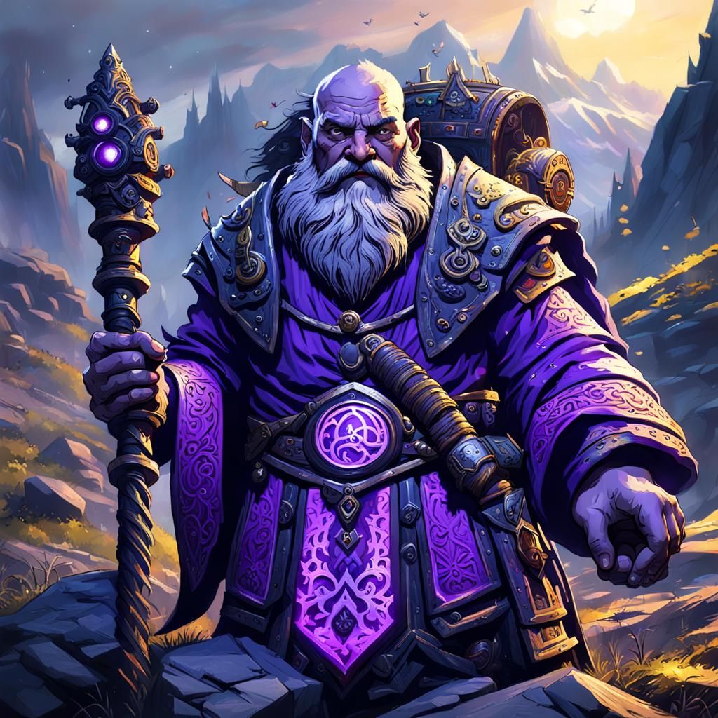 Detailed Mountain Dwarf Monk in Dark Fantasy Style