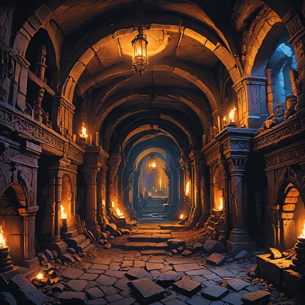 Ancient Catacomb in Dark Fantasy Style