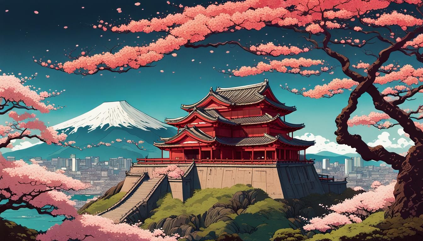 Shuri Castle in Full Bloom: Matte Photography