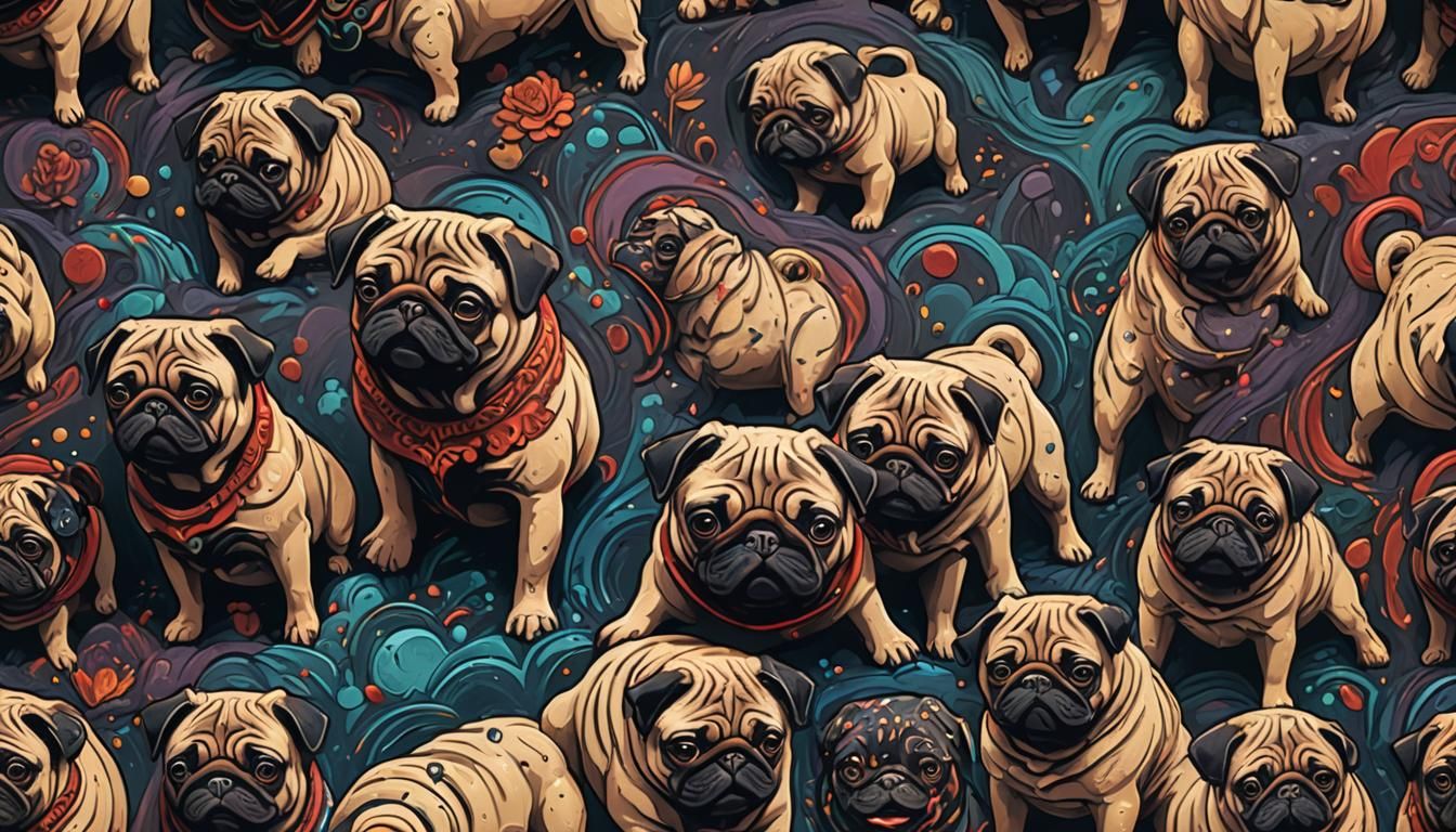 Fantastical Pug Matte Painting in Deep Color