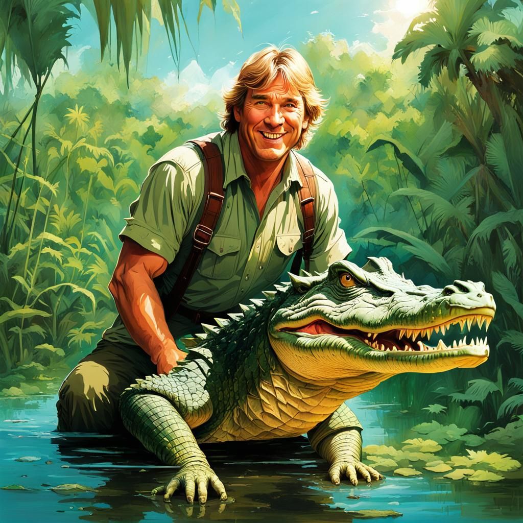 Steve Irwin and Crocodile, Artistic Rendition