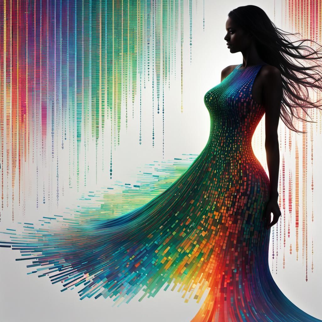 Binary Code Woman: Digital Art Portrait