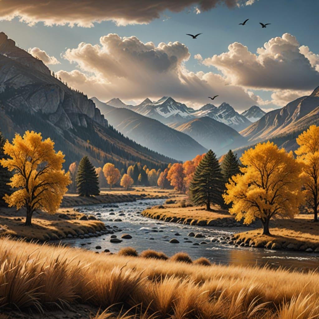 Autumn Landscape in Warm Natural Light
