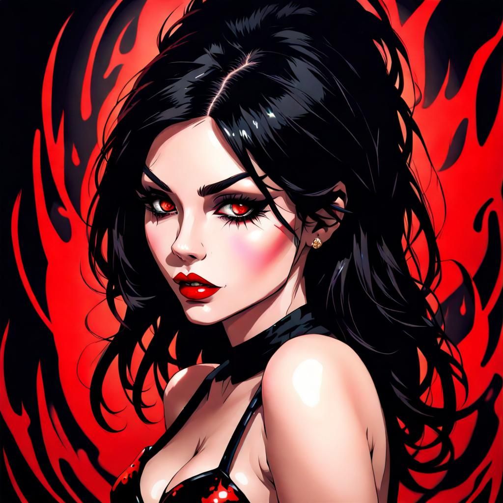 Hot Psycho Enchantress Portrait in Dark Aesthetic