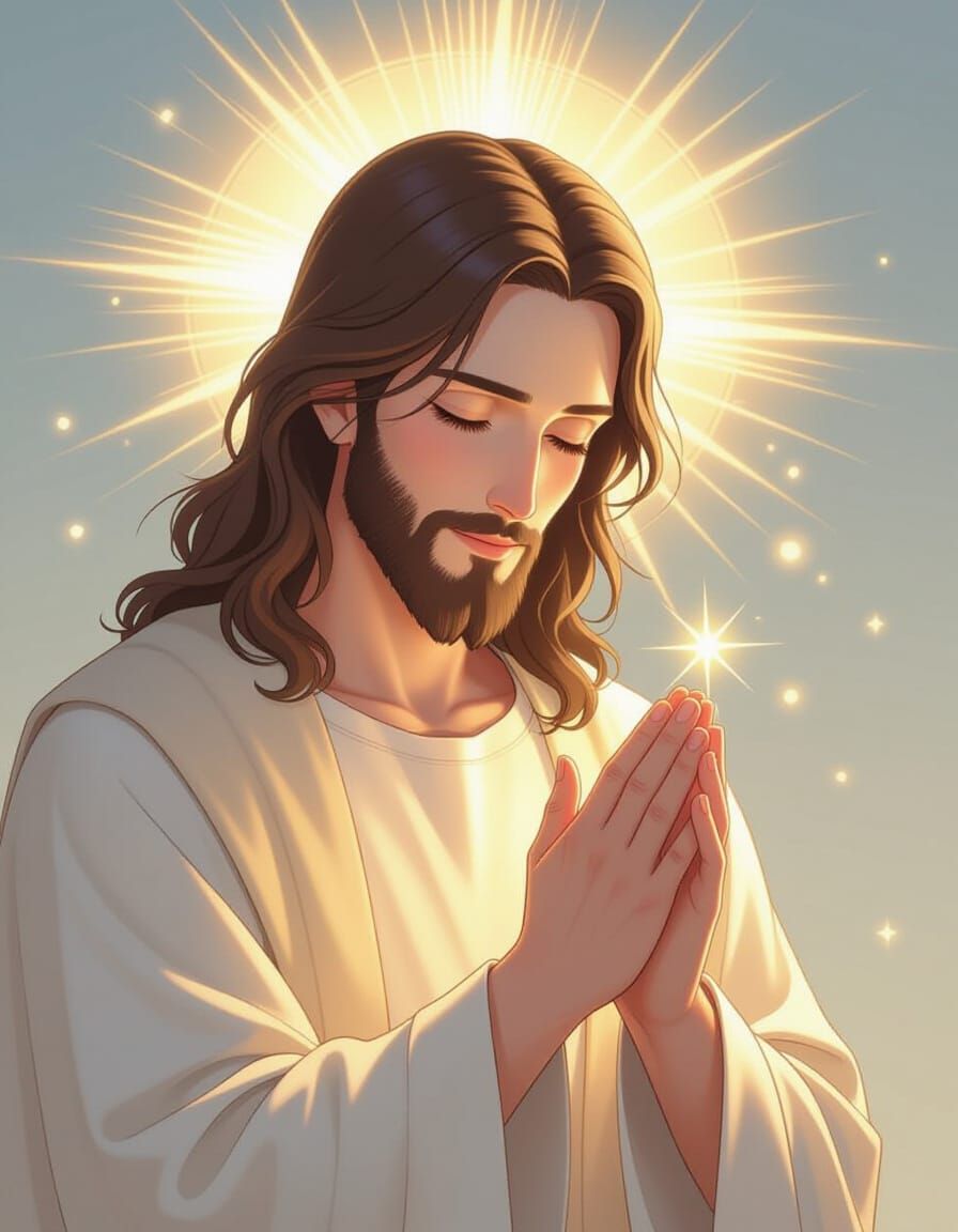 Divine Jesus in Anime Key Visual Style