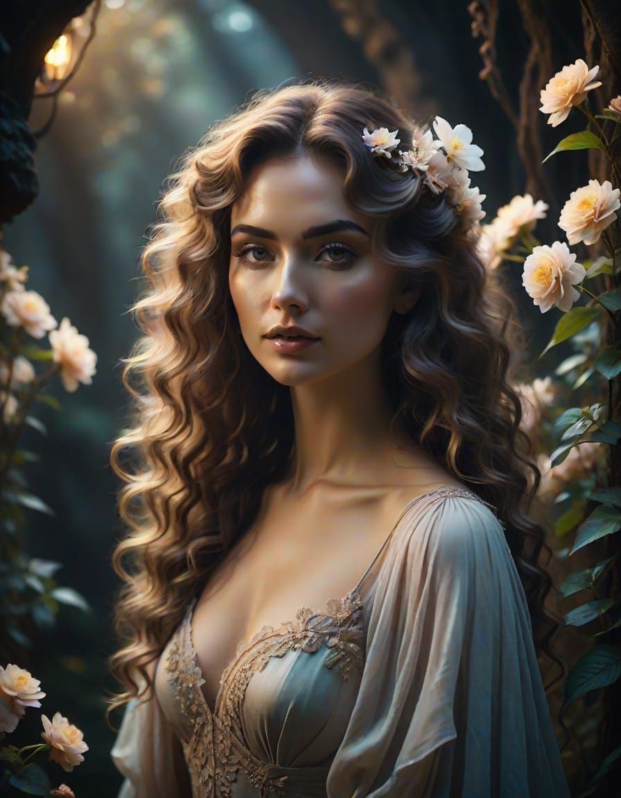 Whimsical Fantasy Portrait in Dreamlike Color Palette