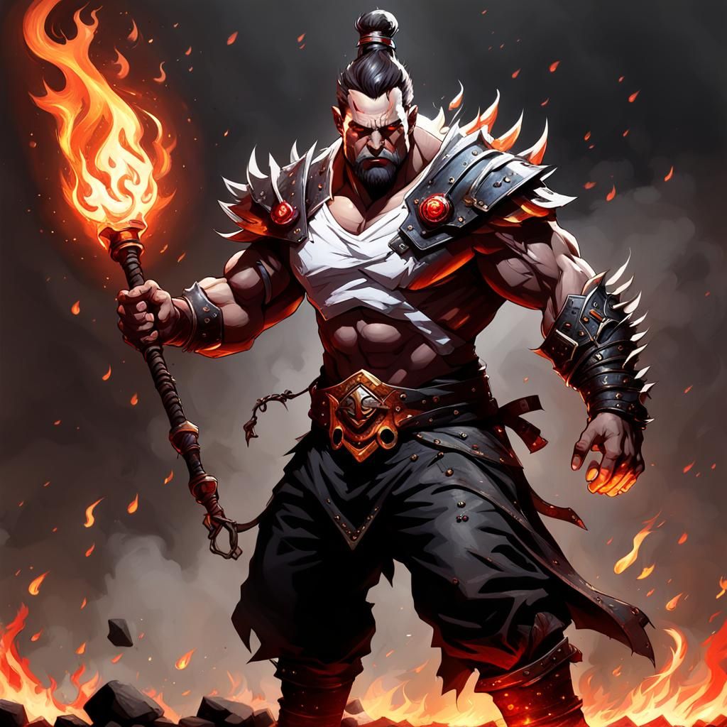 Surreal Dark Fantasy Hero Emerges from Abyssal Flames in Hyp...
