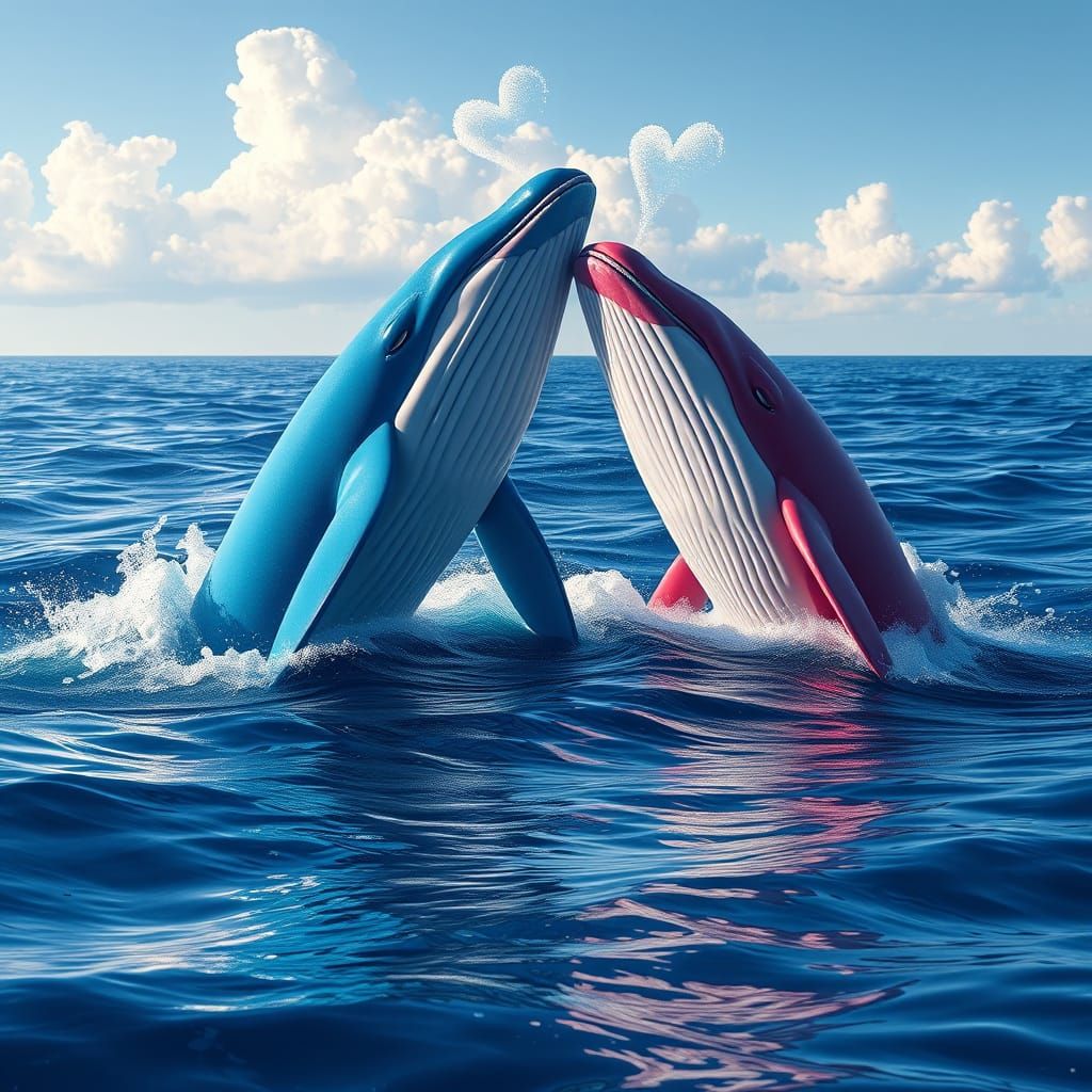 Whales Dancing in Crystal Clear Ocean Waters
