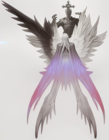 One Winged Angel in Gothic Illustration Style