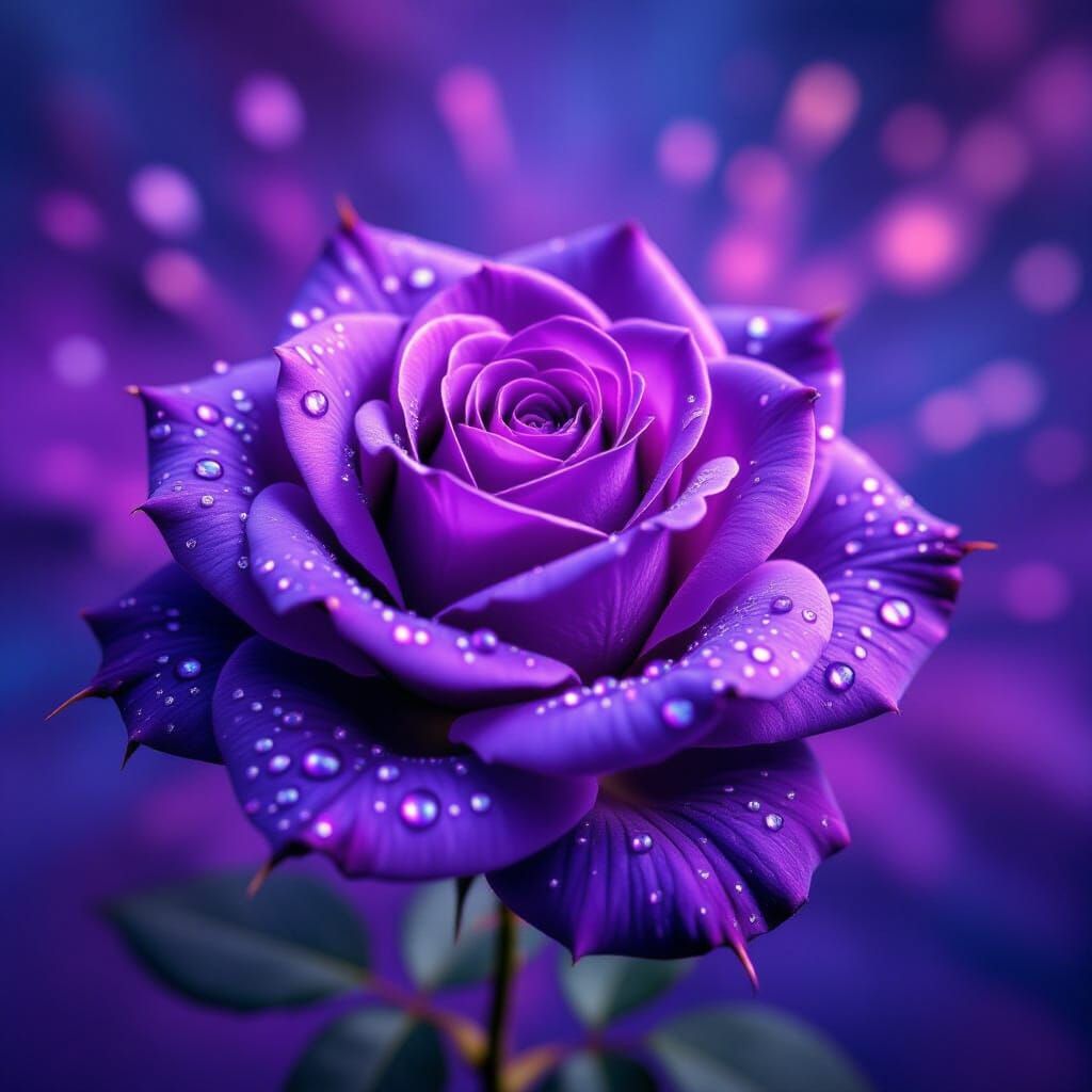 Close-Up Purple Rose with Paint Splatter Background