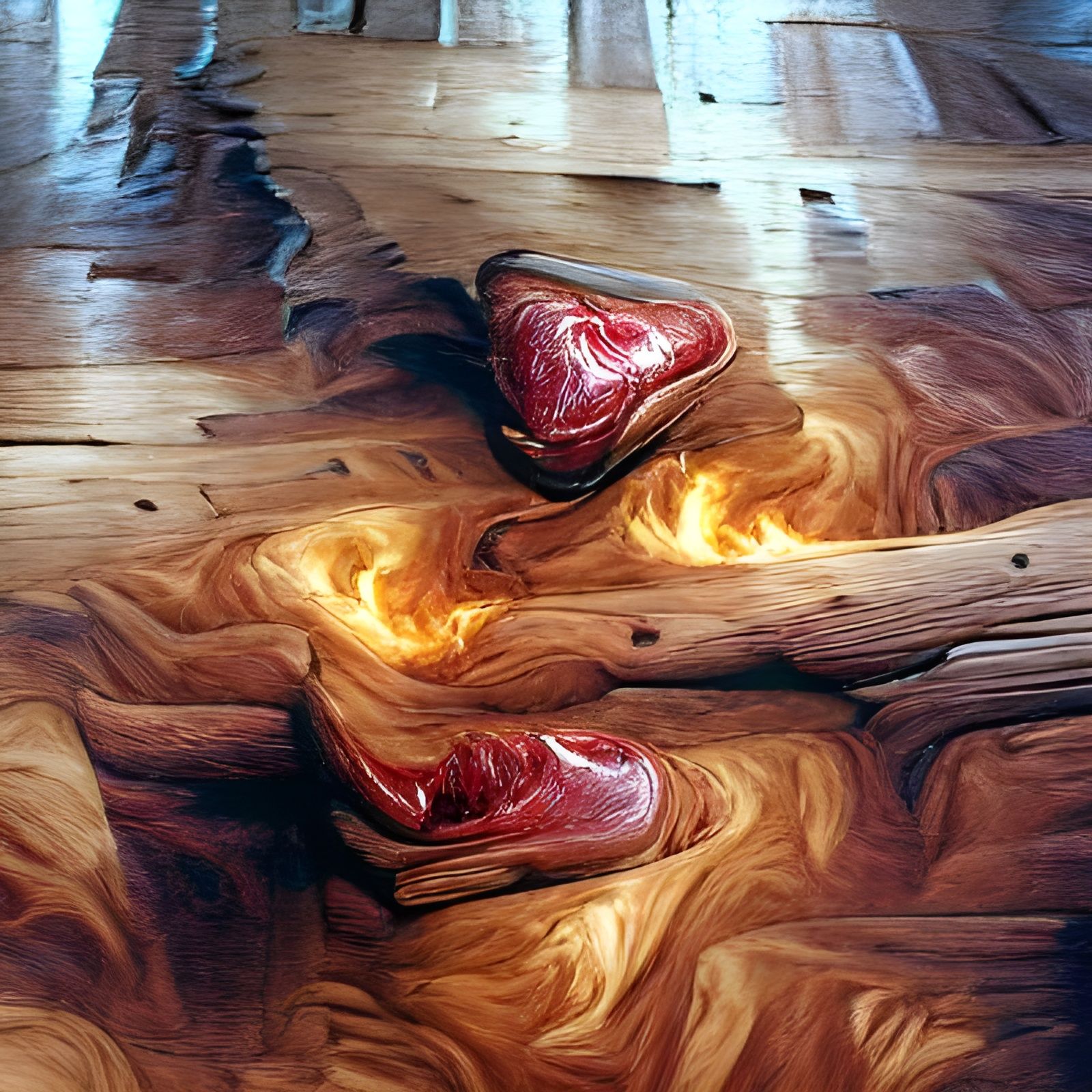 Burning Heartwood Floor: An Oil Painting