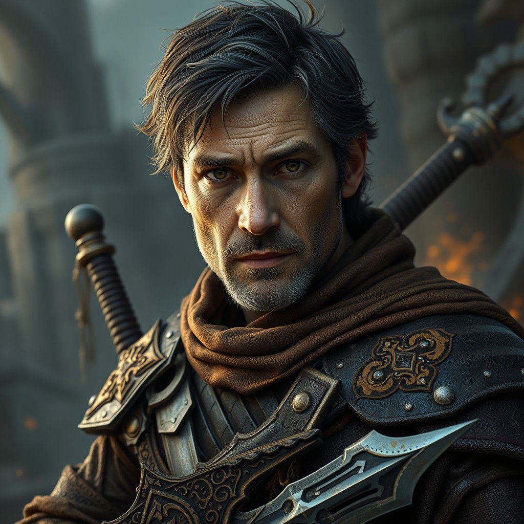 Heroic Warrior in Mystical Realm Concept Art