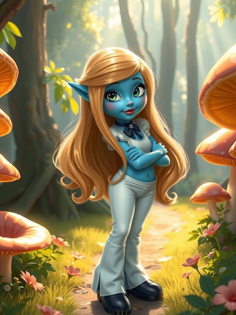 Ethereal Smurfette in a Whimsical Forest