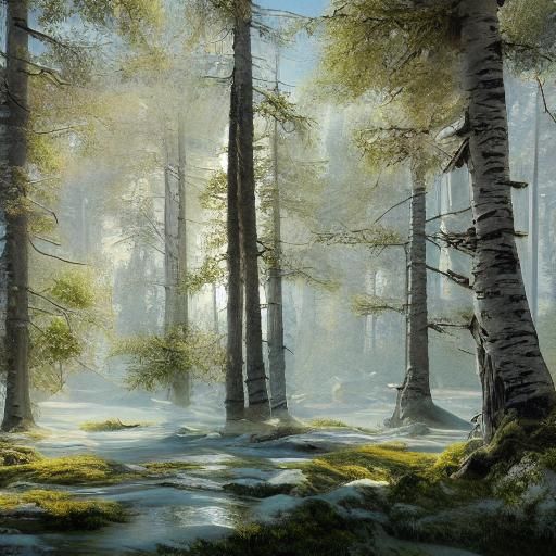 November Birch Landscape in 18th Century Style