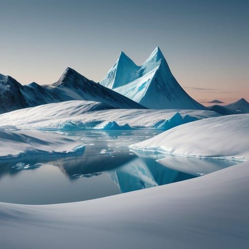 Icy Greenlandic Landscape in a Dreamy, Ethereal Aesthetic
