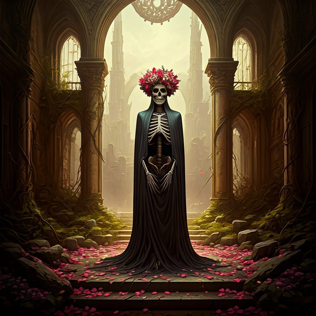 Floral Skeletons and Souls in Decaying Ruins