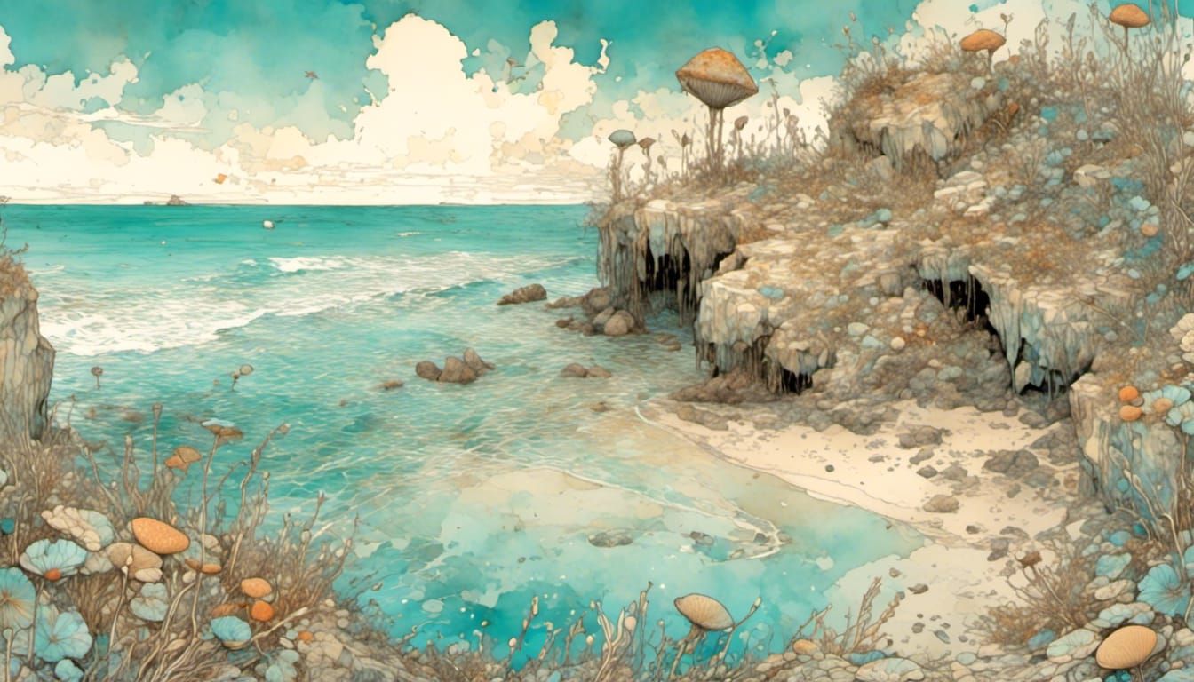 Whimsical Sleepy Beach with Tidepools